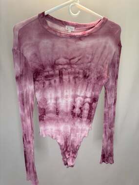 West of Melrose Pink Tie Dye Ribbed Knit Long Sleeve Bodysuit